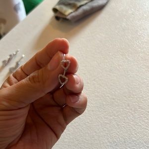 White gold heart earrings with real diamonds